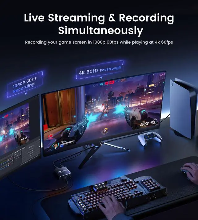 Alt view image 2 of 7 - BUCIER 4K Capture Card for Streaming, HDMI to USB 3.0/Type-C Audio Video Capture Card Device 1080P 60FPS Recording with Low Latency, Works for Nintendo Switch/PS5/PS4/Xbox/Camera/PC,External TV Tuners