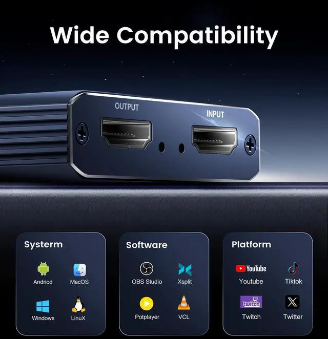 Alt view image 5 of 7 - BUCIER 4K Capture Card for Streaming, HDMI to USB 3.0/Type-C Audio Video Capture Card Device 1080P 60FPS Recording with Low Latency, Works for Nintendo Switch/PS5/PS4/Xbox/Camera/PC,External TV Tuners