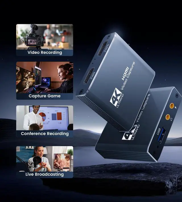 Alt view image 7 of 7 - BUCIER 4K Capture Card for Streaming, HDMI to USB 3.0/Type-C Audio Video Capture Card Device 1080P 60FPS Recording with Low Latency, Works for Nintendo Switch/PS5/PS4/Xbox/Camera/PC,External TV Tuners