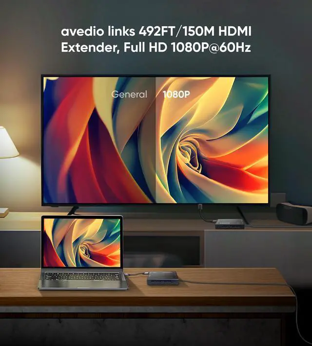 Alt view image 2 of 7 - BUCIER HDMI Extender Over Cat 5e/6/7, Full HD 1080P Aluminum Alloy HDMI Over Ethernet Extender Balun Adapter with POC, EDID, Deep Color, Dobly Digital/DTS (500FT-1080P)