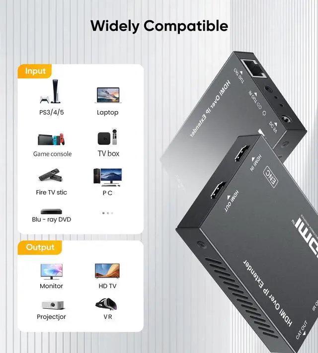 Alt view image 6 of 7 - BUCIER HDMI Extender Over Cat 5e/6/7, Full HD 1080P Aluminum Alloy HDMI Over Ethernet Extender Balun Adapter with POC, EDID, Deep Color, Dobly Digital/DTS (500FT-1080P)