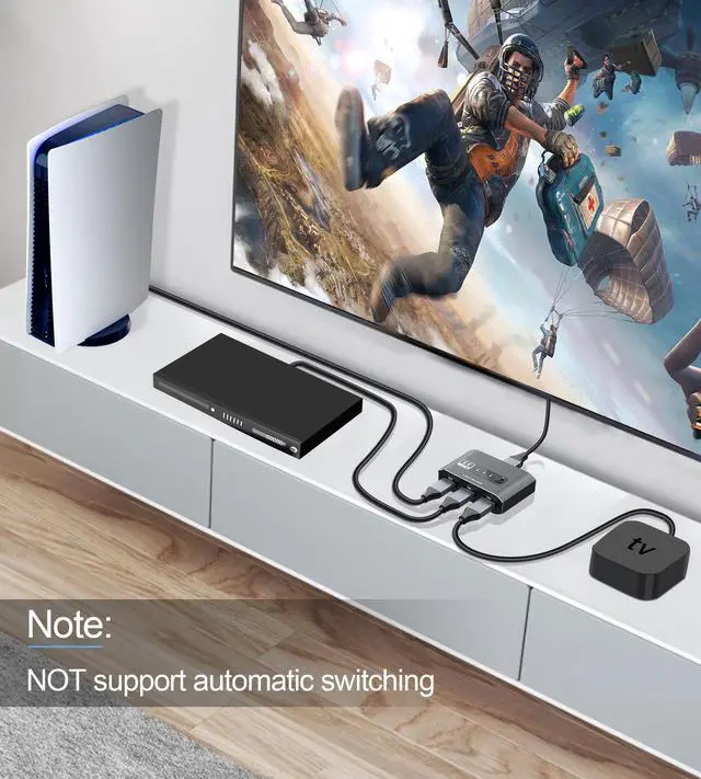 Alt view image 5 of 7 - BUCIER HDMI 2.1 Switch 4K 120Hz, Aluminum Alloy 8K@60Hz HDMI Switch 3 in 1 Out, 3x1 HDMI Switcher Selector, Supports 4K@120Hz, Ultra HD, 4k Hdmi Selector Switcher for Game Consoles, Fire Stick