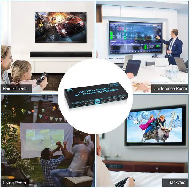 Alt view image 5 of 7 - BUCIER 1x8 HDMI Splitter with EDID,  4K@60Hz HDMI2.0b Splitter 1 in 8 Out Audio Video Distributor Box with Power Adapter, Support 3D HDCP2.2, RGB8:8:8, 18.5Gbps for PS5, Fire Stick
