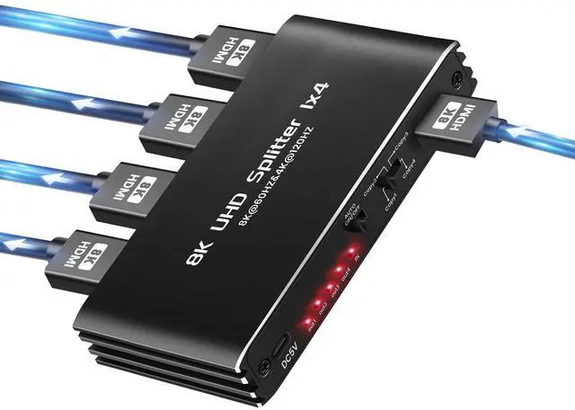 Main image of BUCIER HDMI 2.1 Splitter 8K@60Hz 1 in 4 Out 4K@120Hz, HDMI Splitter for Multiple Monitors (Only Copy/Mirror Input Screen), Hdmi Splitters for Gaming Support 48Gbps, HDCP 2.31x4