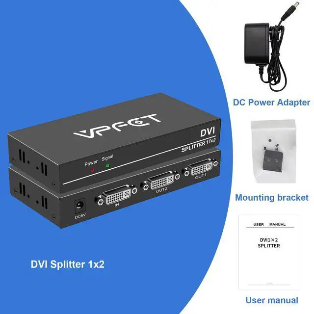 Alt view image 6 of 6 - BUCIER DVI Splitter 1 in 2 Out 2 Port Distribution Duplicator Supports Resolution up to 4K2K Automatically Copy EDID