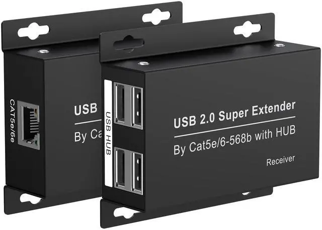 Main image of BUCIER USB Extender Over Ethernet 200ft USB2.0 HUB RJ45 Cat5e 6 up to 480Mbps with Power Adapter 2 Cameras Work in Sync Support Windows MacOS Android Linux
