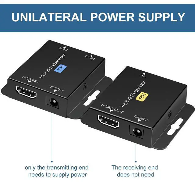 Alt view image 4 of 6 - BUCIER HDMI Extender Over Single Cat6 Ethernet up to 200Ft Repeater Balun Transmitter Receiver Power on Cat Support Full 1080p 3D HDCP EDID Copy from Displays