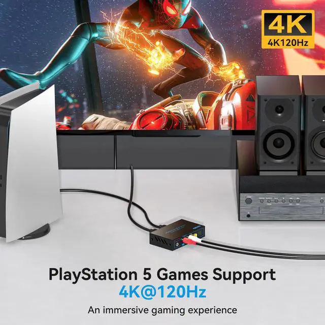 Alt view image 4 of 6 - BUCIER 8K HDMI 2.1 Audio Extractor 4K120Hz to Optical 3.5mm AUX Adapter Splitter Converter Supports HDCP Digital DTS 5.1 PCM for PS4 PS5 Xbox