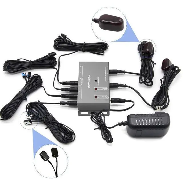 Alt view image 5 of 7 - BUCIER Infrared Remote Control Extender Kit Repeater System Control Multiple Devices Hidden IR 2 in 8 Out Support 20kHz 60kHz
