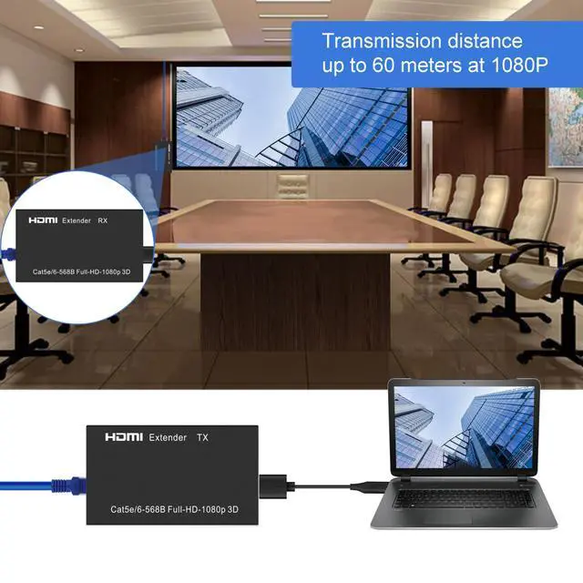 Alt view image 2 of 6 - BUCIER HDMI Extender 196ft HDMI Over Single Cat5E/6/7 HDMI Repeater HDMI Balun Sender Transmitter Receiver Support 1080p 3D HDMI 1.4a HDCP EDID