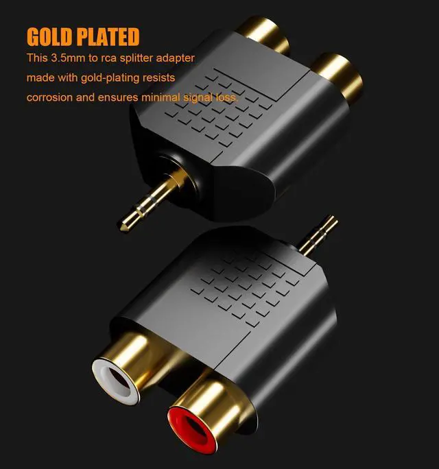 Alt view image 6 of 7 - BUCIER 3.5MM to RCA Splitter Adapter, Gold Plated 3.5 mm TRS to Dual RCA Female Jack Y Plug Audio Converter - 4 Pack