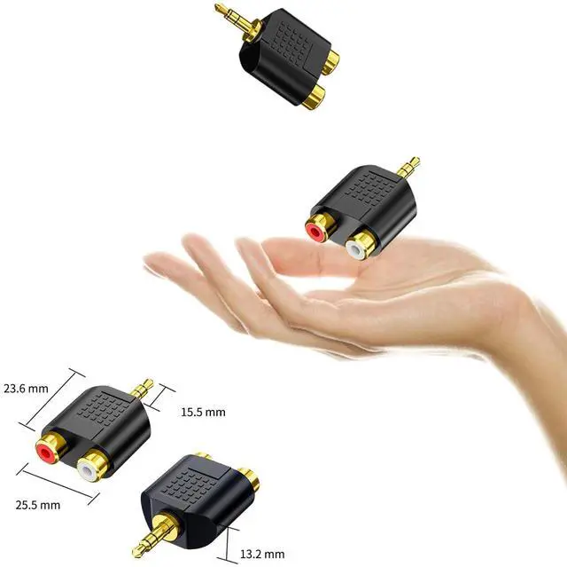 Alt view image 7 of 7 - BUCIER 3.5MM to RCA Splitter Adapter, Gold Plated 3.5 mm TRS to Dual RCA Female Jack Y Plug Audio Converter - 4 Pack
