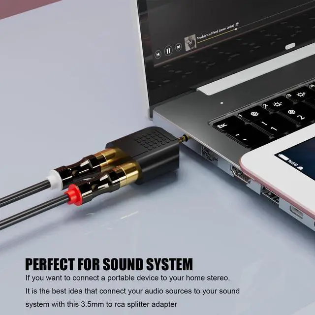 Alt view image 4 of 7 - BUCIER 3.5MM to RCA Splitter Adapter, Gold Plated 3.5 mm TRS to Dual RCA Female Jack Y Plug Audio Converter - 4 Pack