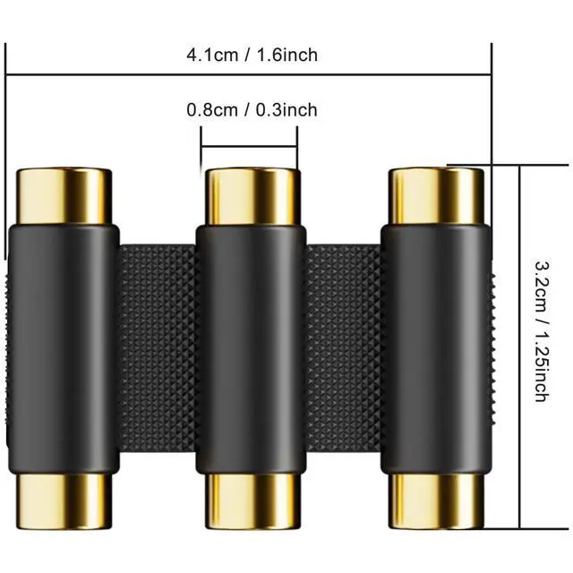Alt view image 2 of 7 - BUCIER RCA Female to Female Coupler, Gold Plated 3-RCA Female to Female Jack Coupler Adapter White Red Yellow - 3 Pack