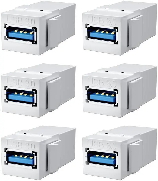 Main image of BUCIER USB 3.0 Keystone Jack Insert, USB Keystone Jack,USB to USB Adapters Female to Female Inserts Connector Interface Coupler Socket Adapter Port for Wall Plate Outlet Panel(White-6 Pack)