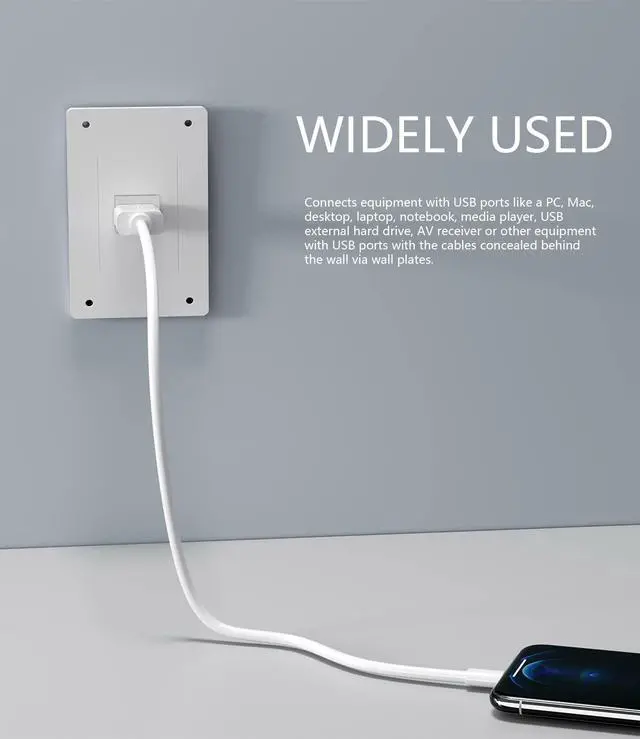 Alt view image 4 of 7 - BUCIER USB 3.0 Keystone Jack Insert, USB Keystone Jack,USB to USB Adapters Female to Female Inserts Connector Interface Coupler Socket Adapter Port for Wall Plate Outlet Panel(White-6 Pack)