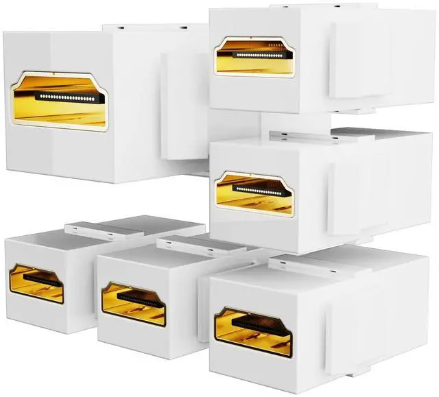 Main image of BUCIER HDMI Keystone, Gold-Plated HDMI Keystone Jack 4K Female to Female Adapter Support All 3D, 4K (6 Pack-White)