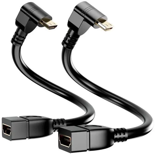 Main image of BUCIER 15CM High Speed 90 Degree Mini HDMI Left-Toward Male to HDMI Female Cable Adapter Connector Supports Full HD 4K 1080P 3D Player,(6.0in, Downward Angle) - 2 Pack