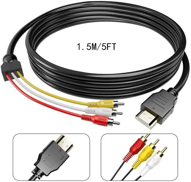 Alt view image 3 of 7 - BUCIER HDMI to RCA Cable, 1080P 5ft/1.5m Male to Male 3RCA Component AV Adapter Cable One-Way Transmission from HDMI to RCA M/M Connector Transmitter for TV HDTV (NO Signal Conversion Function)
