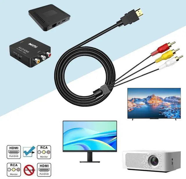 Alt view image 4 of 7 - BUCIER HDMI to RCA Cable, 1080P 5ft/1.5m Male to Male 3RCA Component AV Adapter Cable One-Way Transmission from HDMI to RCA M/M Connector Transmitter for TV HDTV (NO Signal Conversion Function)