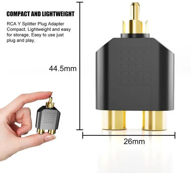 Alt view image 4 of 7 - KEHIPI RCA Splitter, RCA Splitter 1 Male 2 Female for Audio Video Av TV Cable Conversion, Simple to use, Plug and Play - 6 pcs
