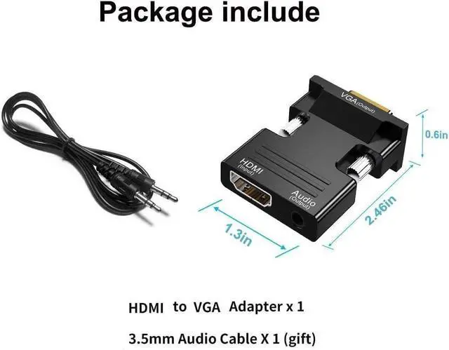 Alt view image 5 of 6 - BUCIER HDMI to VGA Adapter Converter, Audio Output Computer Set-top Box Connector Dongle for Laptop, PC, Monitor, Projector, HDTV, Chromebook, Roku, Xbox -3.5mm Stereo Cable Included