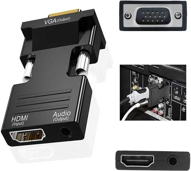 Alt view image 6 of 6 - BUCIER HDMI to VGA Adapter Converter, Audio Output Computer Set-top Box Connector Dongle for Laptop, PC, Monitor, Projector, HDTV, Chromebook, Roku, Xbox -3.5mm Stereo Cable Included