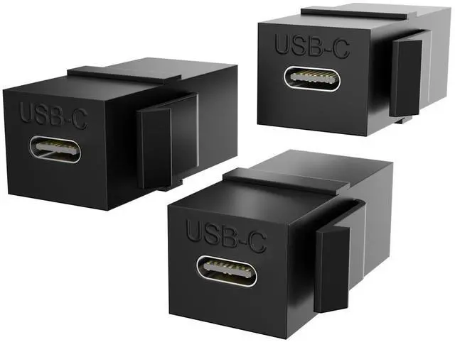 Main image of BUCIER USB C Keystone, USB C Keystone Jack Insert Adapters Female to Female Inserts Connector Interface Coupler Socket Adapter Port for Wall Plate Outlet Panel (3 Pack - Black)