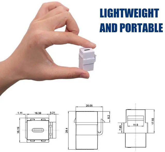 Alt view image 2 of 7 - BUCIER USB C Keystone, USB C Keystone Jack Insert Adapters Female to Female Inserts Connector Interface Coupler Socket Adapter Port for Wall Plate Outlet Panel (3 Pack - Black)