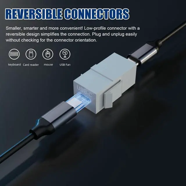 Alt view image 5 of 7 - BUCIER USB C Keystone, USB C Keystone Jack Insert Adapters Female to Female Inserts Connector Interface Coupler Socket Adapter Port for Wall Plate Outlet Panel (3 Pack - Black)