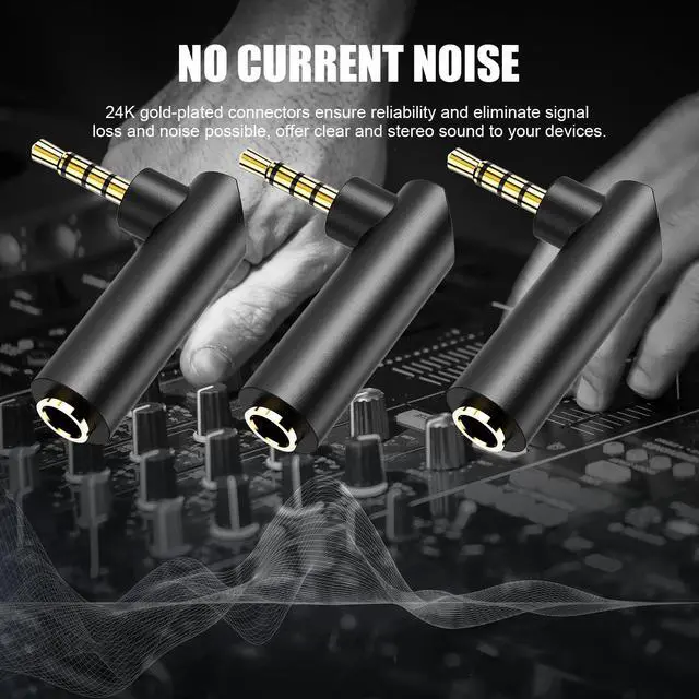 Alt view image 7 of 7 - BUCIER 3.5mm Angle Male to Female Audio Adapter,90 Degree Right Angle Gold-Plated TRS Stereo Jack Plug Aux Connector, Compatible with Headsets, Tablets, MP3 Players, Game Controllers, Speakers - 2pack