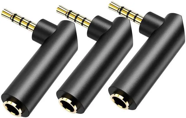 Main image of BUCIER 3.5mm Angle Male to Female Audio Adapter,90 Degree Right Angle Gold-Plated TRS Stereo Jack Plug Aux Connector, Compatible with Headsets, Tablets, MP3 Players, Game Controllers, Speakers - 3pack