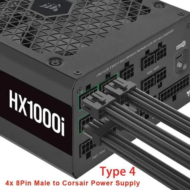 Alt view image 3 of 6 - BUCIER 12VHPWR 90 Degree Right Angle Adapter for Corsair 12VHPWR 16AWG 600W PCIE 5.0 12+4 16 Pin for RTX 4090 4080 3090TI 4070Ti GPU, 4X 8 Pin ONLY for Corsair Modular Power Supply (Type A)