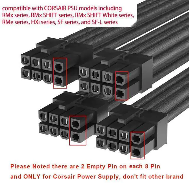 Alt view image 5 of 6 - BUCIER 12VHPWR 90 Degree Right Angle Adapter for Corsair 12VHPWR 16AWG 600W PCIE 5.0 12+4 16 Pin for RTX 4090 4080 3090TI 4070Ti GPU, 4X 8 Pin ONLY for Corsair Modular Power Supply (Type A)