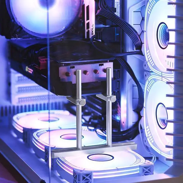 Alt view image 2 of 6 - BUCIER Graphics Card GPU Support Bracket: Adjustable Aluminum GPU Sag Bracket Video Card GPU Stand Holder Graphics Card Support with Dual Stand (Silver 128mm)