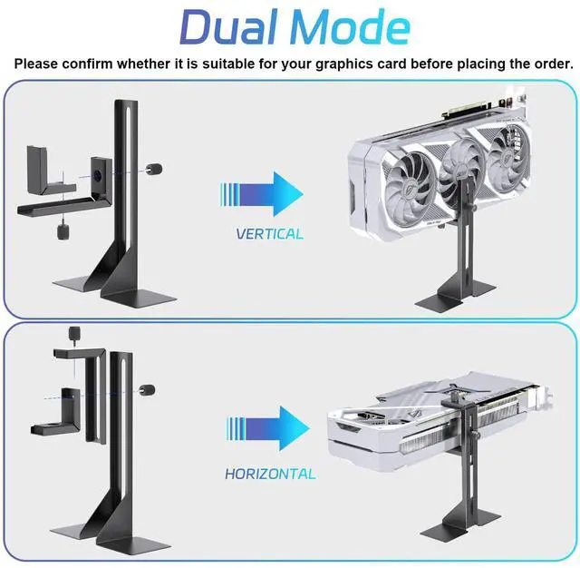 Alt view image 2 of 6 - BUCIER GPU Support Bracket, GPU Brace, Video Card Holder Bracket with Bottom Adhesive, GPU Stand, Adjustable Anti Sag GPU Stand 35-120mm, Support GPU 4090 Thickness Support up to 75mm