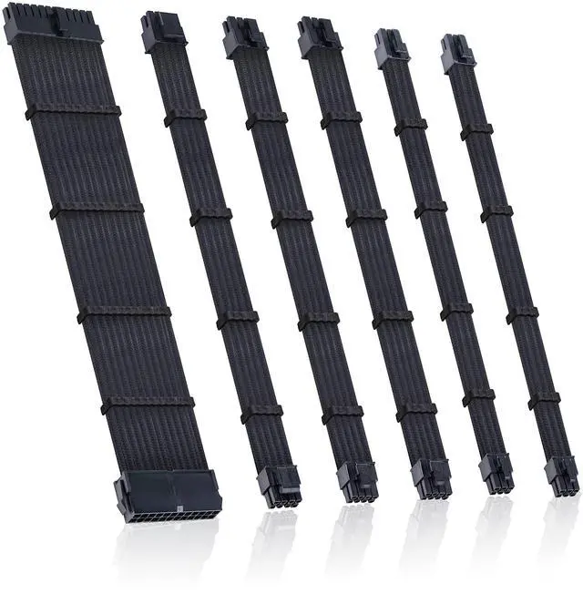 Main image of BUCIER Clovertale Braided ATX Sleeved Cable Extension Kit for Power Supply Cable Kit, PSU Connectors, 24 Pin, 8 Pin, 6 Pin 4 + 4 Pin, 6 Pack, with Cable Comb 24 Pieces Set 24-Pin, 8-Pin, 6-Pin