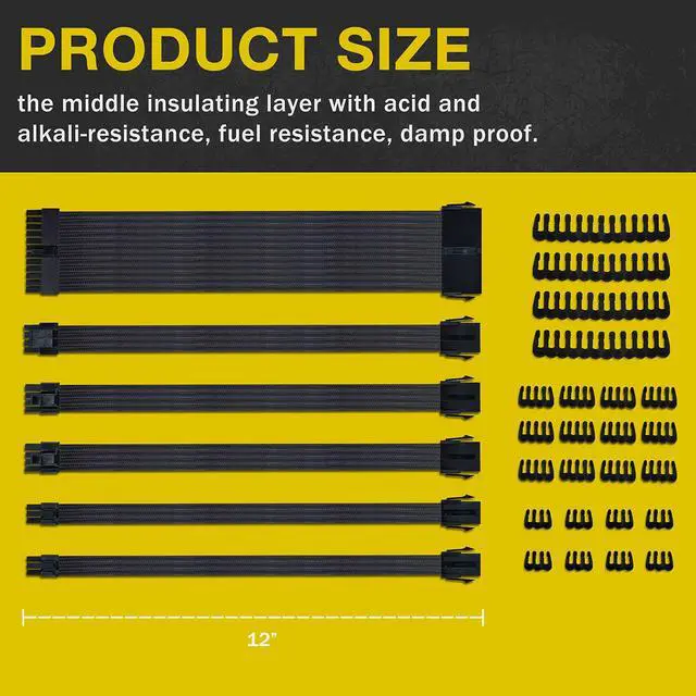 Alt view image 3 of 7 - BUCIER Clovertale Braided ATX Sleeved Cable Extension Kit for Power Supply Cable Kit, PSU Connectors, 24 Pin, 8 Pin, 6 Pin 4 + 4 Pin, 6 Pack, with Cable Comb 24 Pieces Set 24-Pin, 8-Pin, 6-Pin