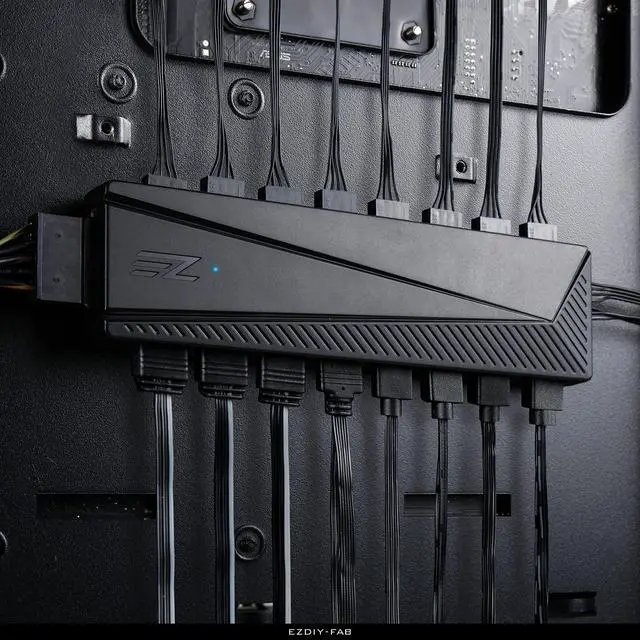 Alt view image 7 of 7 - ARGB PWM Fan Hub for PC Case Fan, 8 PWM Ports & 8 ARGB Ports, 12V/5V RGB Motherboard Sync, Easy Cable Management