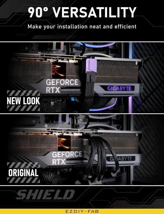 Alt view image 3 of 7 - PCIe 5.0 Adapter - 600W 12+4pin,16pin 12VHPWR GPU Power Connector,12V-2x6 GPU Adapter,90 Degree Right Angle - Compatible with RTX 3090Ti, 4070Ti, 4080, 4090 GPU - RVS Type, Purple, 1 Pack