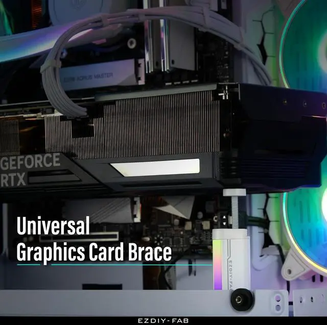 Alt view image 4 of 7 - GPU Support Bracket,5V 3PIN ARGB Graphics Card Brace, GPU Support Stand Adjustable Height ,Aluminum Video Card Sag Holder-White