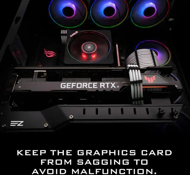 Alt view image 7 of 7 - GPU Holder Brace Graphics Card Support, Video Card Sag Holder/Holster Bracket Support RX6700, RTX3090 - 309EZ-Black