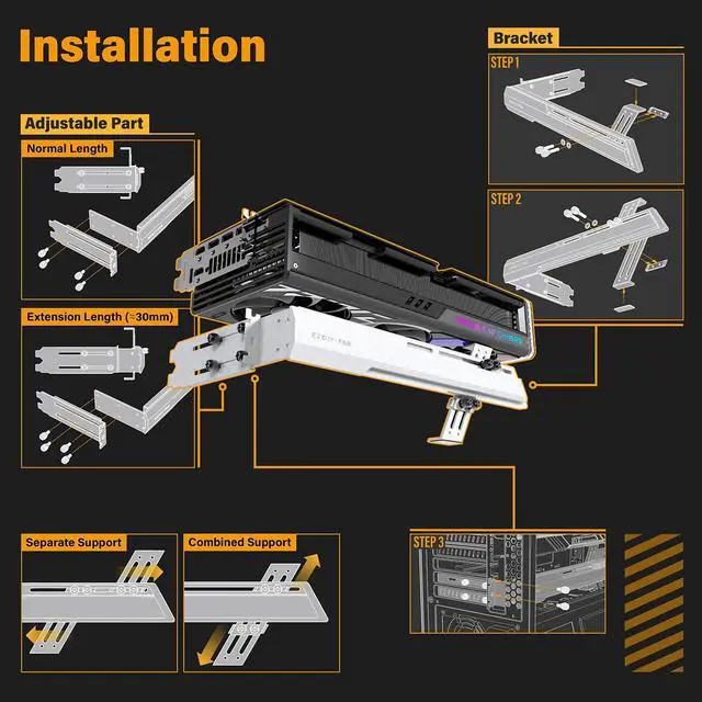 Alt view image 6 of 7 - WRIARICH GPU Holder Brace Graphics Card GPU Support Video Card Holder Bracket, Strenchable Structure, Video Card Sag Holder/Holster Bracket Support RX7990XTX, RTX4090, White-341-3