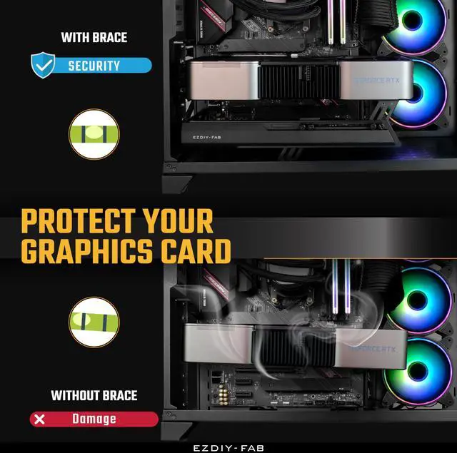 Alt view image 4 of 4 - WRIARICH GPU Holder Brace Graphics Card GPU Support Video Card Holder Bracket, Strenchable Structure, Video Card Sag Holder/Holster Bracket Support RX7990XTX, RTX4090, Black-341-2