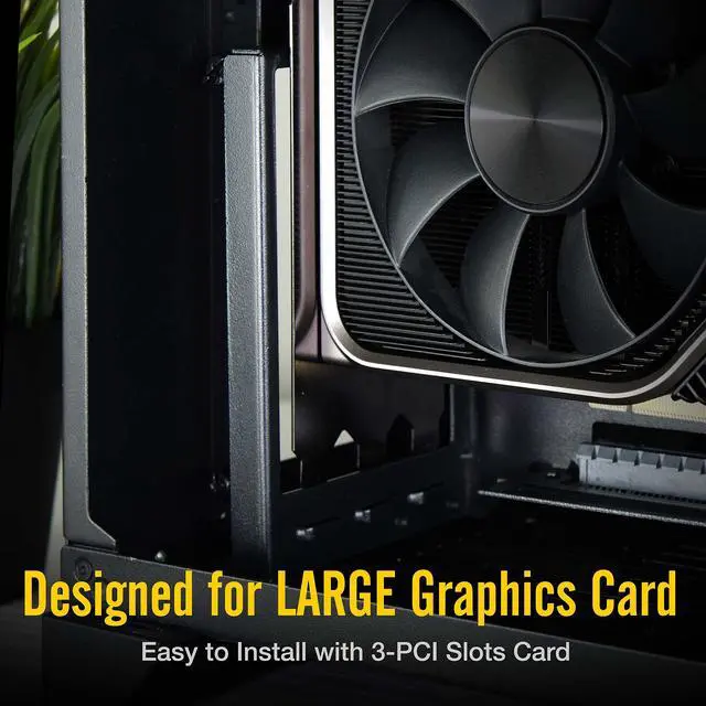 Alt view image 6 of 7 - Vertical PCIe 4.0 GPU Mount Bracket Graphic Card Holder with 5V 3 Pin ARGB LED Module, Video Card VGA Support Kit with PCIe 4.0 X16 Gen4 17cm/6.69in Riser Cable 90 Degree Right Angle (Black)