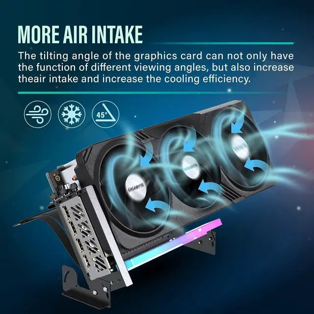 Alt view image 6 of 7 - PCIe 4.0 GPU Mount Bracket with ARGB LED Module, Multi-Angle Adjustment with Riser Cable, Compatible to RTX4090, 4080, 4070ti- Black