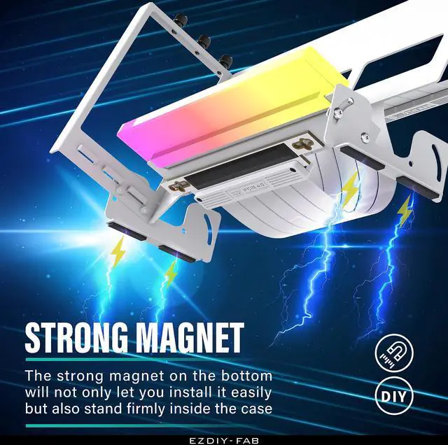 Alt view image 5 of 7 - PCIe 4.0 GPU Mount Bracket with ARGB LED Module, Multi-Angle Adjustment with All White Riser Cable, Compatible to RTX4090, 4080, 4070ti - White