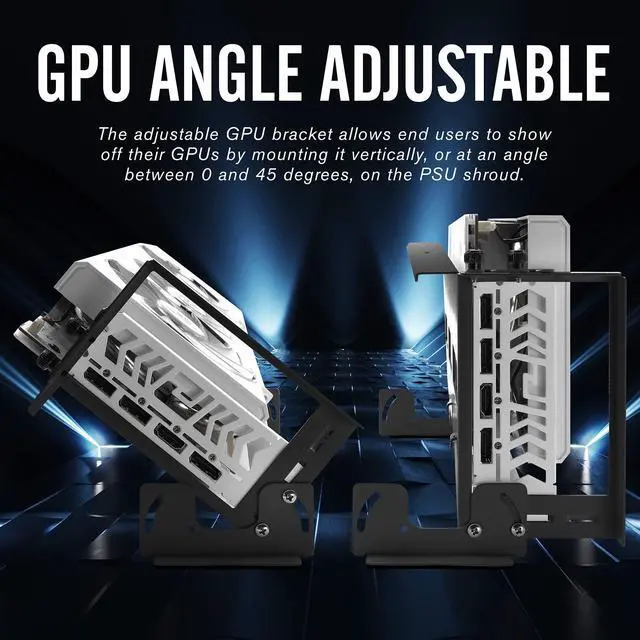 Alt view image 3 of 7 - PCIe 4.0 GPU Mount Bracket Graphic Card Holder Multi-Angle Adjustment, Video Card VGA Support Kit with PCIe 4.0 X16 Gen4 17cm/6.69in Riser Cable - Black