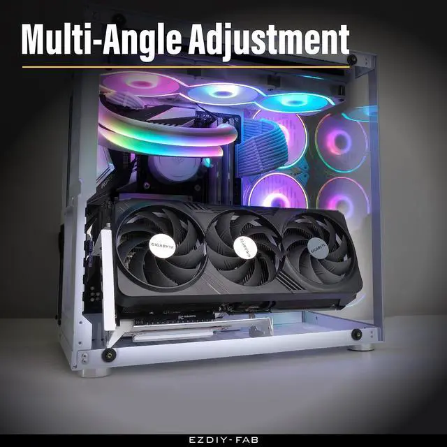 Alt view image 7 of 7 - PCIe 4.0 GPU Mount Bracket, Multi-Angle Adjustment with All White Riser Cable, Compatible to RTX4090, 4080, 4070ti - White
