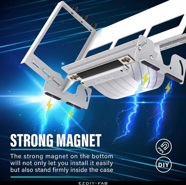 Alt view image 5 of 7 - PCIe 4.0 GPU Mount Bracket, Multi-Angle Adjustment with All White Riser Cable, Compatible to RTX4090, 4080, 4070ti - White